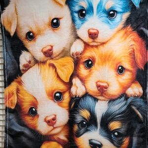 Plush Dog Lapsize Blanket with Colorful Puppy Faces - Multicolor NWT